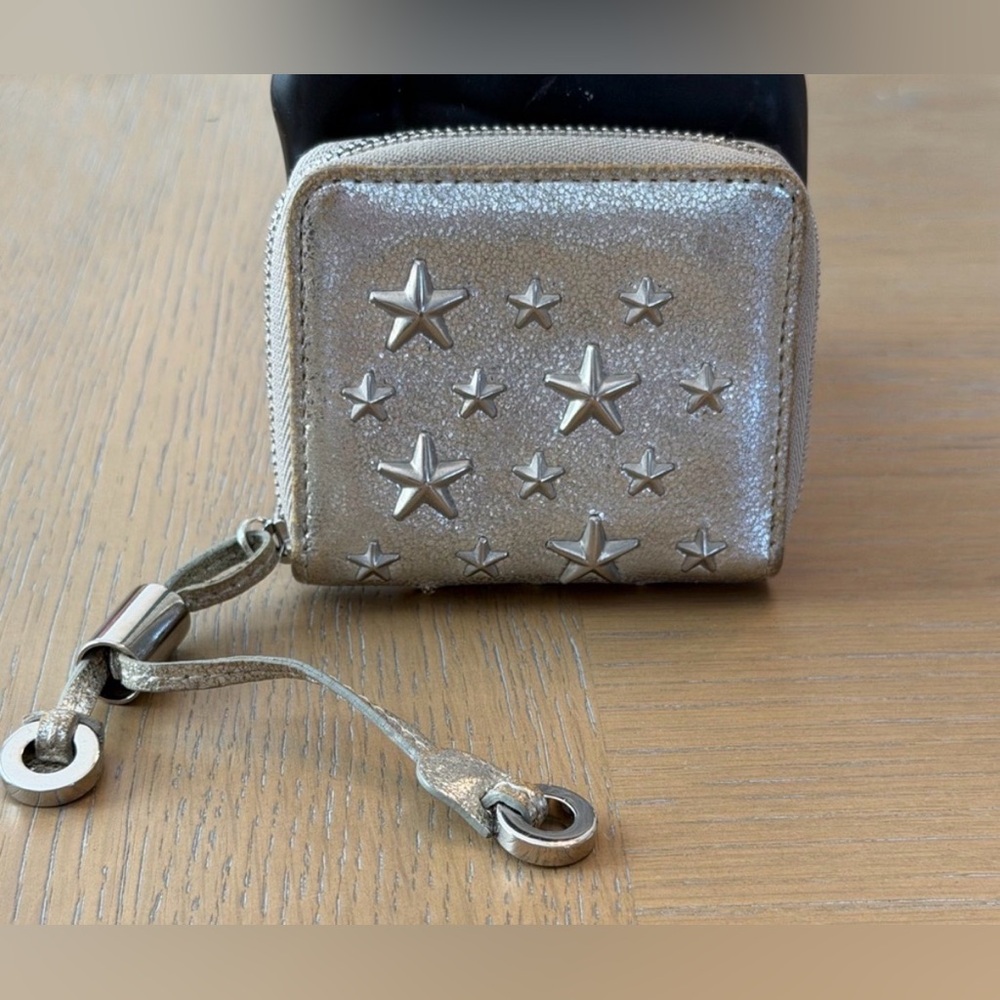 Jimmy Choo Star Studded Zip-Around Coin Holder Wallet